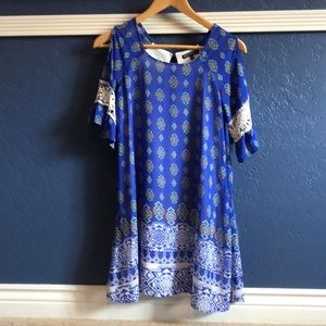 Girls blue dress with crochet